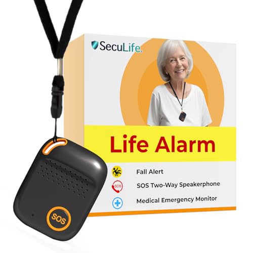 Elderly Safety 4G Medical Alert System - Fall Detection, GPS Location, 24/7 Monitoring Mobile Caregiver App, Small, Lightweight - Wearable SOS Panic Button, Personal Safety, Assistive Speakerphone
