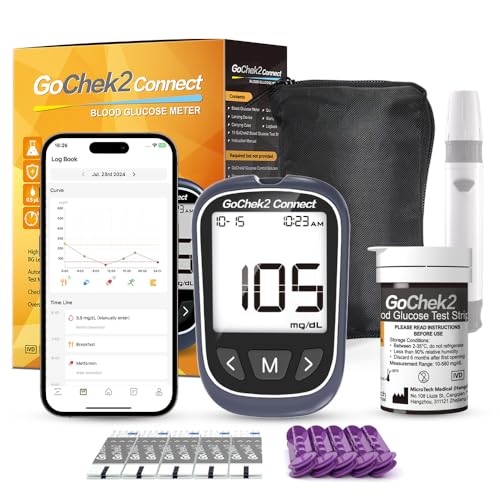 MicroTech Bluetooth Blood Glucose Monitor Kit with Free App 10 Strips & Lancets, 1 Blood Sugar Monitor, Lancing Decice, Smart s Testing Kit, Portable Glucometer, Glucose Meter for Home Use