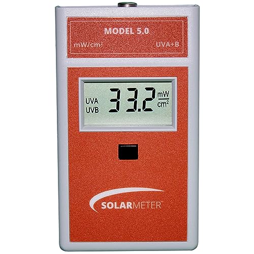 Solarmeter Model 5.0 Total UV, Digital UV Radiometer, Hand Held UV Meter for Curing Lamps, Eyeglasses & More, Effective UV Light Meter, Solar Light Monitor, Measures 280-400 nm from 0-199.9 mW/cm²