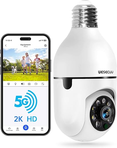 WESECUU 2K Light Bulb Security Camera