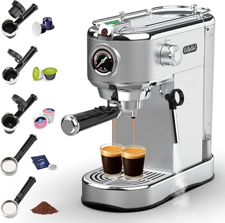 CoOptVal 20-Bar Espresso Machine with Auto Shut-Off