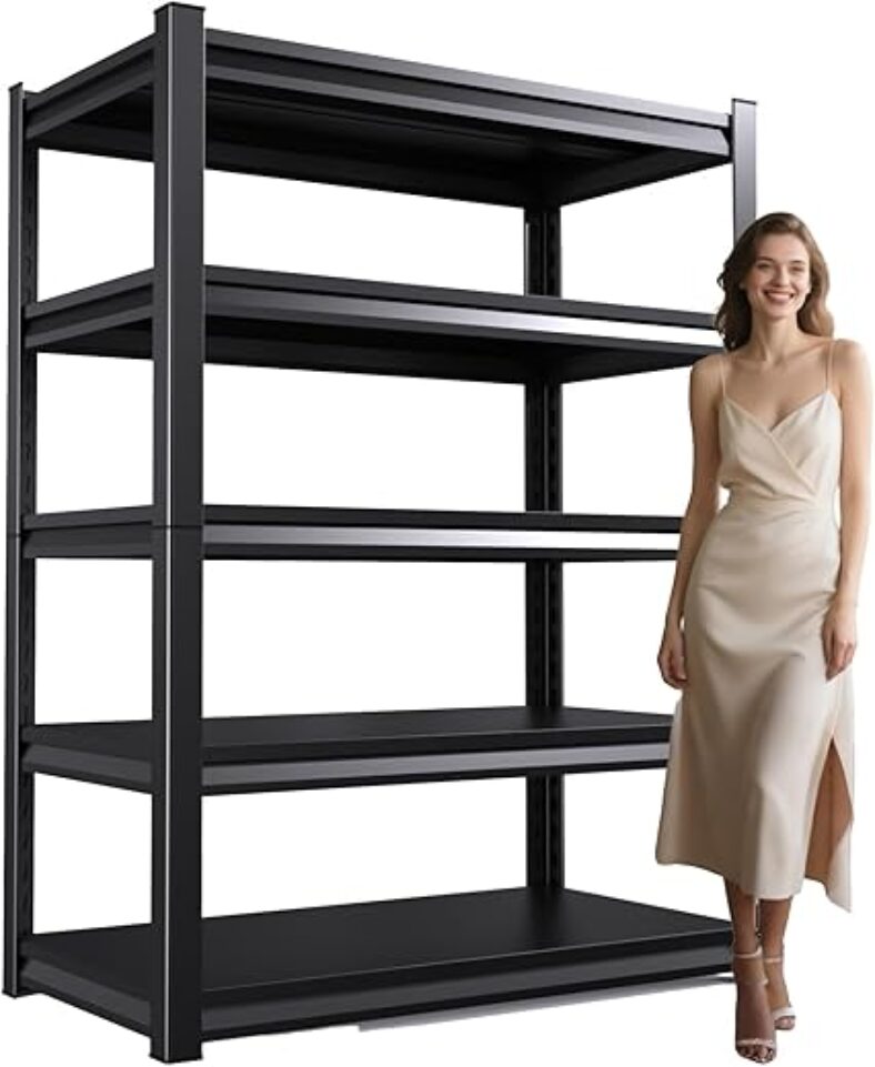 AOJUFEO Heavy Duty 5-Tier Garage Shelves – Space Saving Design