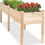 Elevated Wood Raised Garden Bed for Outdoor Use
