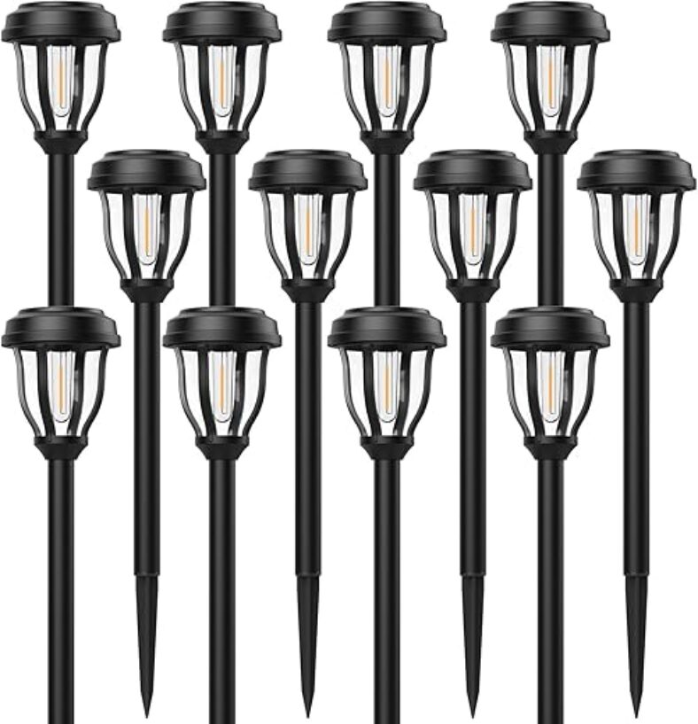 DERAYSION Solar Pathway Lights – Rustic Design, Easy Setup
