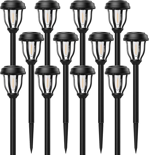 DERAYSION 12 Pack Solar Pathway Lights