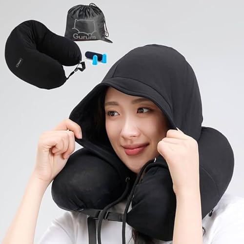 Gurum Travel Neck Pillow with Hoodie