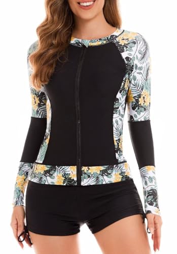 HISETPFDE Women’s Boho Rash Guard Swimsuit