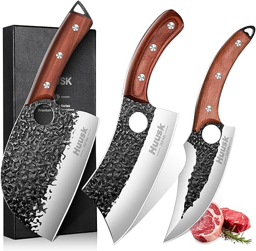 Huusk 6.3" Forged Butcher Knife Set - High Carbon Steel 2 Huusk Hand Forged Butcher Knife Set