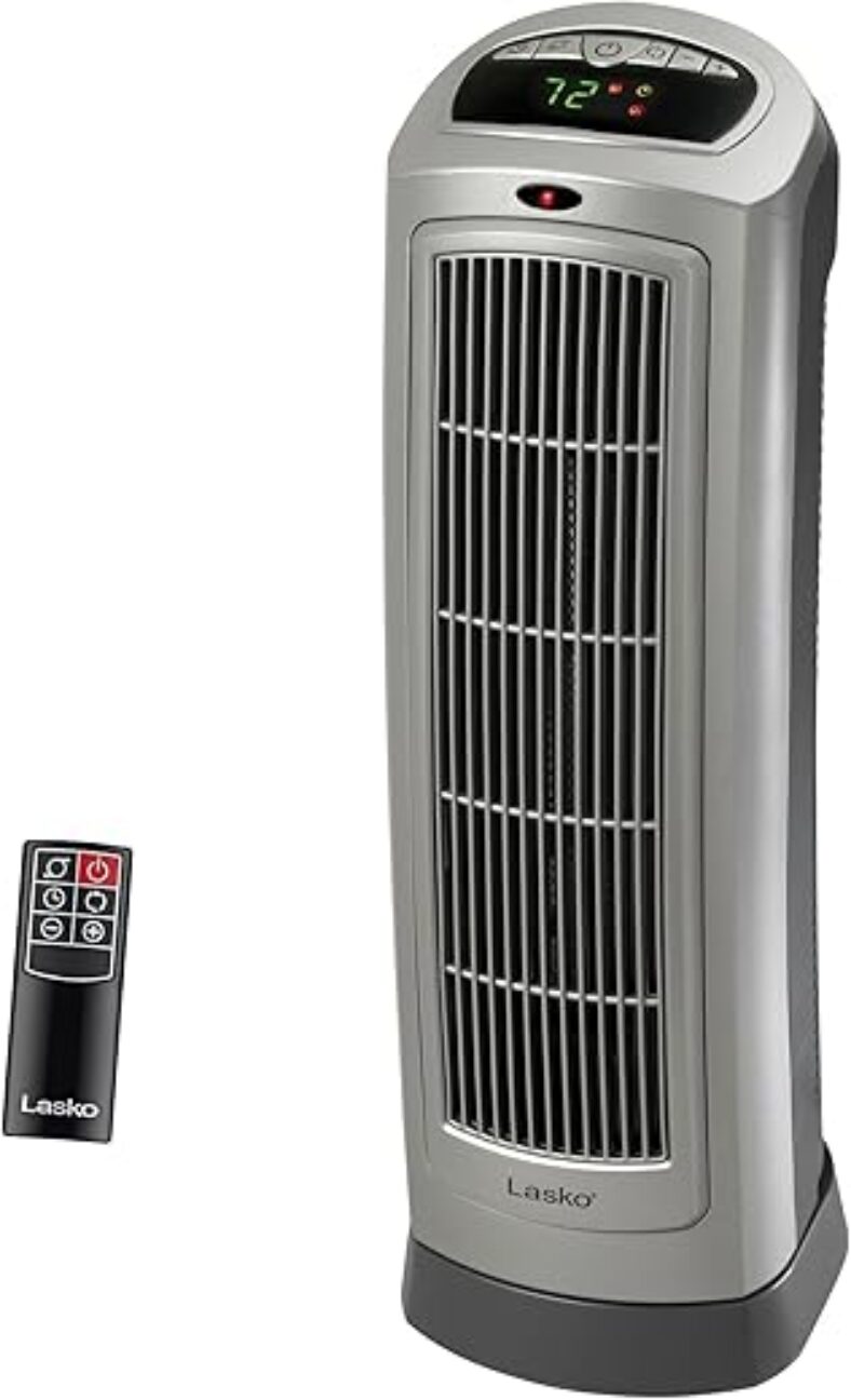 Lasko Remote Control Ceramic Tower Heater – Adjustable Thermostat