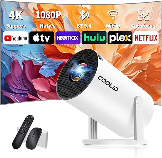 Portable 4K Mini Projector with WiFi and Bluetooth