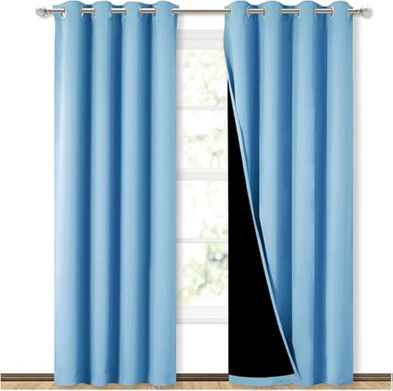 NICETOWN Blue Blackout Curtains – Thermal Insulated, Pack of 2