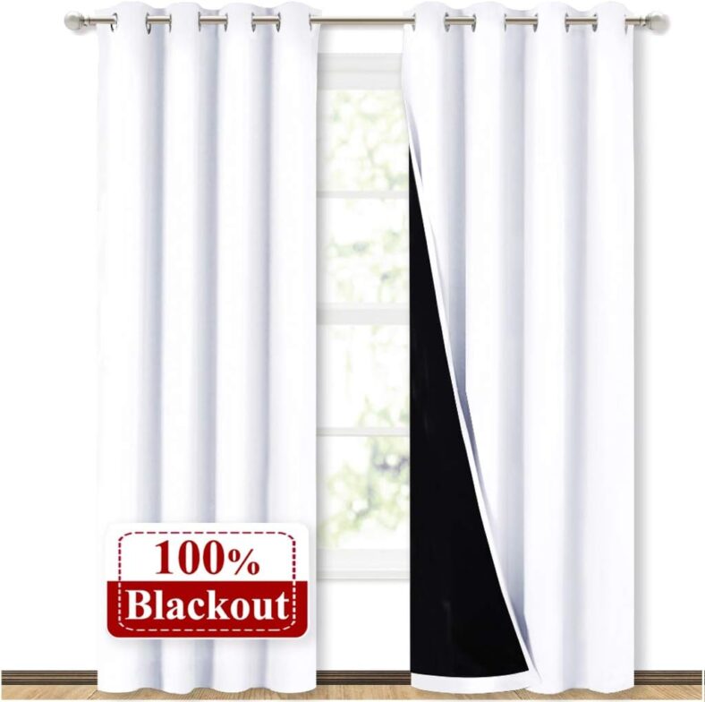 NICETOWN Thermal Insulated Blackout Curtain Panels – 84″L