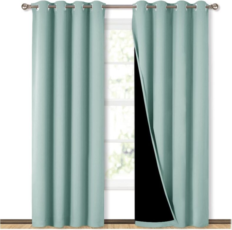 NICETOWN Aqua Blue Thermal Insulated Blackout Curtains Set