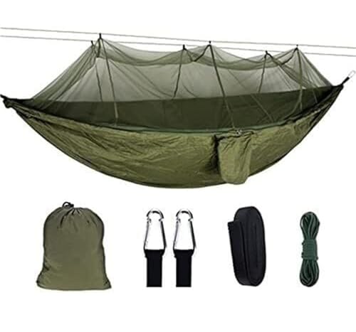 PXIWDAN Portable Hammock with Mosquito Net - 260x140 cm 2 Portable Hammock with Mosquito Net for Adventures
