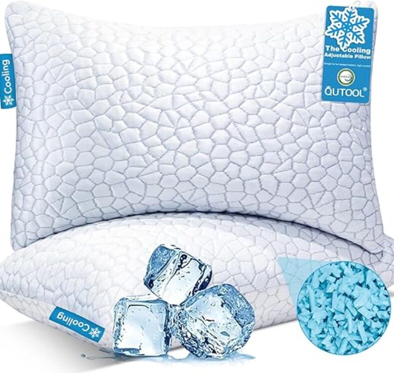 QUTOOL Cooling Gel Memory Foam Pillows Set of 2, Adjustable