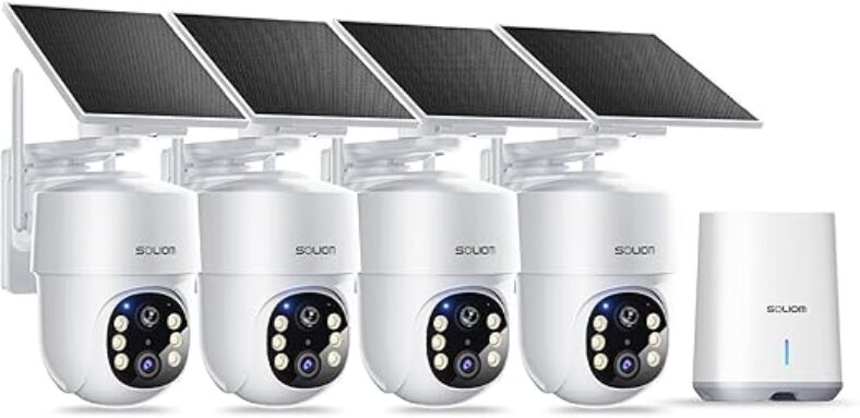 SOLIOM 5MP Solar-Powered Security Camera System, 360° Coverage