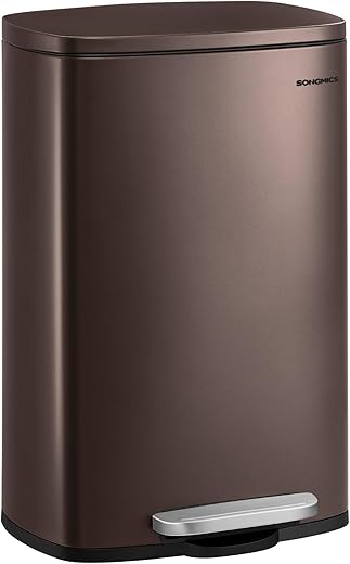 SONGMICS 13 Gallon Stainless Steel Trash Can